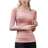 DREAM SLIM Women Long Sleeve Workout Shirts UPF50+ Sun Protection Mesh Back Yoga Gym Outdoor Fishing Hiking T-Shirt Light Pink