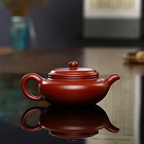 Image of Clay Teapot 8oz Chinese Zisha Tea Pot Dahongpao Mud Kungfu Tea Set for Brewing Loose Tea (Fanggu, Red)