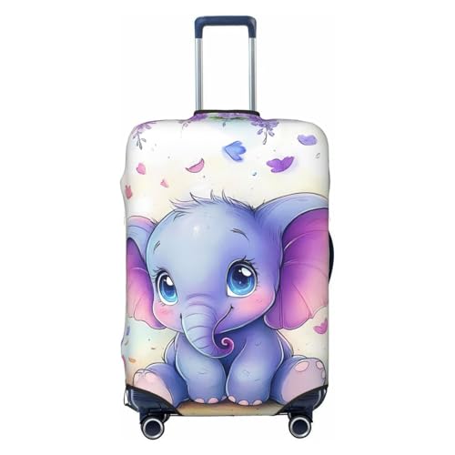 Lavender Elephant Luggage Cover for Suitcase Cute Animal Elastic Suitcase Cover Protector Luggage Sleeve Anti Scratch Dust Fits 18-21 Inch