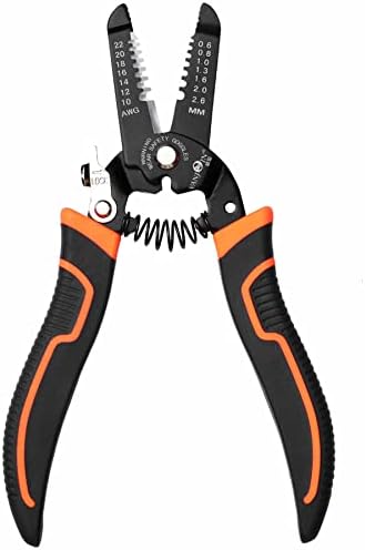 Wire Stripper Cutter Stripping Cutting Pliers, VANJOIN 7 Inch Wire Strippers Cutter, Multi-Functional Steel-made Wire Stripping Cutting Hand Tool for 10-22 AWG (Wire stripper)