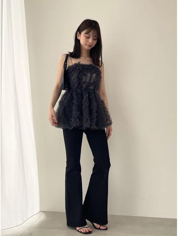 snidelチュール刺繍ベアペプラム　トップス SNIDEL（スナイデル）の「チュール刺繍ベアペプラムTOPS（T