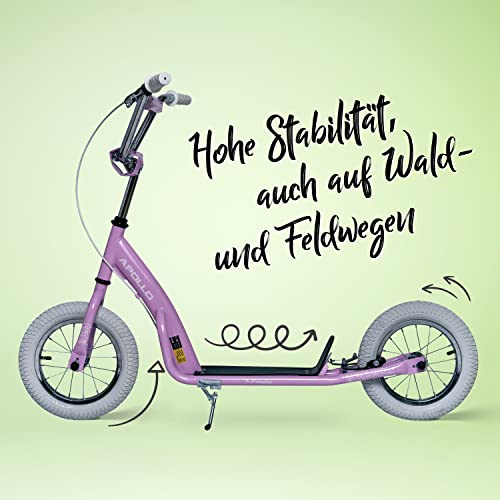 Apollo Retro Scooter Paradise | Roller mit Luftreifen 12,5 Zoll | Stylisher Tretroller f&uuml;r Kinder und Jugendliche | Cityroller Kinder mit breiter Trittfl&auml;che | Kinderroller mit gro&szlig;en R&auml;dern