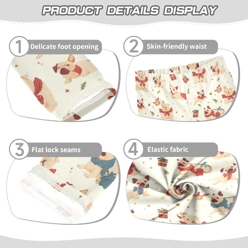 KLL Christmas French Bulldog Cream Girls Basic Leggings Soft Full Length Pants Sports3