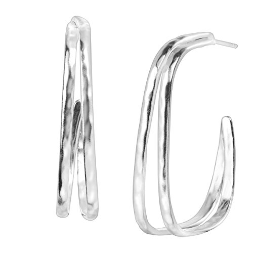 Silpada 'Natural Order' Geometric Hoop Earrings in Hammered Sterling Silver