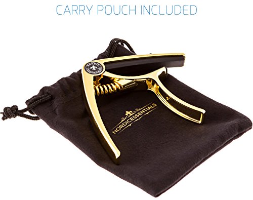 Guitar Capo Deluxe For Guitars, Ukulele, Banjo, Mandolin, Bass -Made Of Premium Quality Zinc Alloy For 6 & 12 String Instruments - Luxury Accessories Nordic Essentials&Trade- (Gold) #TOP2