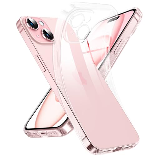 Supdeal Coque Crystal Clear pour iPhone 15, Jamais Jaune avec Protection de la Caméra, Étui Housse de Téléphone Portable Transparente en Silicone Ultra...