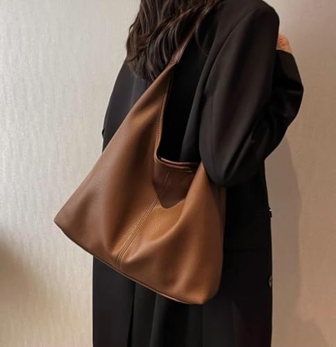 Slouchy PU Leather Hobo Bags Women Trendy Underarm Shoulder Bag Crescent Crossbody Purse Retro Cute Satchel Tote Handbag2