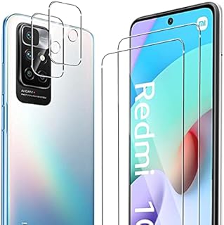 ELYCO for Xiaomi Redmi 10 4G Screen Protector 2 Pack Tempered Glass + 2 Pack Camera Lens Protector, HD Clear Tempered Glass Film, 9H Hardness Bubble-Free Anti-Scratch Screen Protector