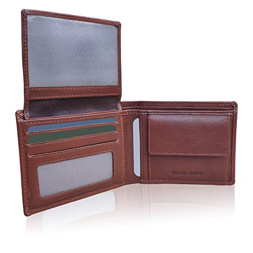 KORUMA Schutzhülle RFID NFC Brieftasche, Münzfach für Herren - Braun Echtes Leder Weich - Designer Kredit Debit Card Schutz - TÜV geprüft Zertifiziert
