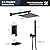 KES Shower System with Tub Spout, Matte Black Shower Faucet Set Complete 10 Inch Rain Shower Head with Handheld Spray and Waterfall Bathtub, cUPC Pressure Balance Shower Valve Trim Kit, XB6305F18-BK