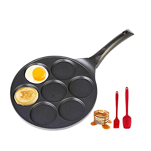 Mini Pancake Maker Kids,Mini Pancakes Griddle - Pancake Maker Round Pancake Pan for Pancakes Nonstick Pancake Griddle Pan 7Mold