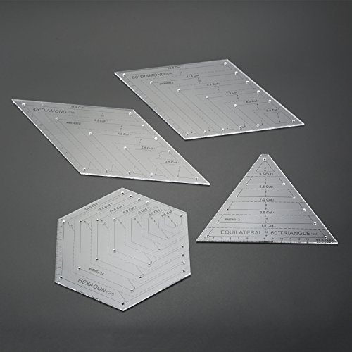 image for Yetaha 4PCS Quilting Rulers, 60 Degree Equilateral Triangle and Rhombu