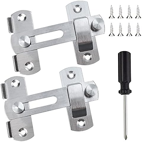 2 x Door Lock Bolt Padlock Hasp Locks Door Lock for Door, Window, Cupboard and Garden, Brushed Stainless Steel Finish Cover