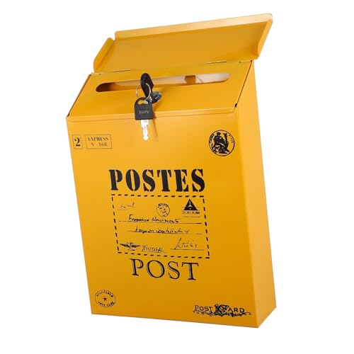 Boîte aux lettres murale jaune avec verrou installation facile