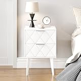 IRCPEN Mesitas de Noche Blancas con Dos Cajones Bedside Table