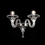made in Italy Roma applique in vetro di Murano 2 luci cristallo