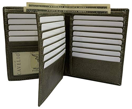 MARSHAL Bifold Genuine Leather RFID Blocking Wallet For Men Card Slots, 2 Bill Compartments, ID Windows, Money, (Cavelio Green)3