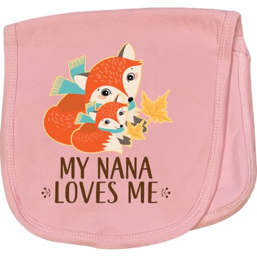 inktastic My Nana Loves Me Grandchild Cute Fox Baby Burp Cloth Pink 2dbfd