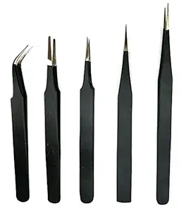 Twisted-Stainless Steel ESD Tweezer Set (Powder Coated))-Non Magnetic