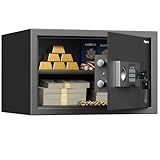 Paporia 1.2 Cubic Feet Safe Box, Digital Security Lock Box with Shelf & Keypad & Combination, Alloy Steel Digital Home Safe for Home, Office, Hotel or Business, 16.93"W x 14.57"D x 10.63"H