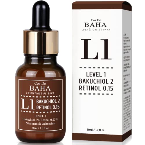 Bakuchiol 2% Serum with Retinol for Face, Anti-Aging, Hyperpigmentation and Acne Flare-Ups, 1 Fl Oz (30ml)