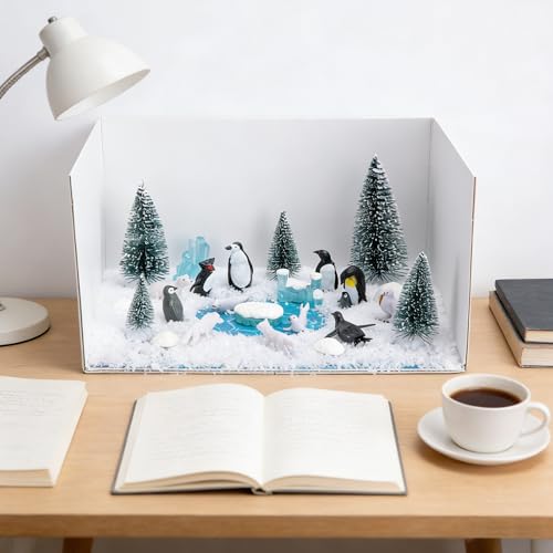 Image of 30 Pcs Arctic Animals Habitat Diorama Project Set for School DIY Crafts | Arctic Diorama Box Kit Figurine Toys Model, Polar Bear Penguin Animals Figurines Diorama Supplies