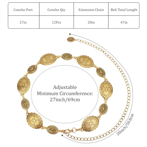 Western Belts for Woman Metal Concho Belts Waist Belt Fashion Cowgirl Chain Belt Y2k Belt Body Chain4