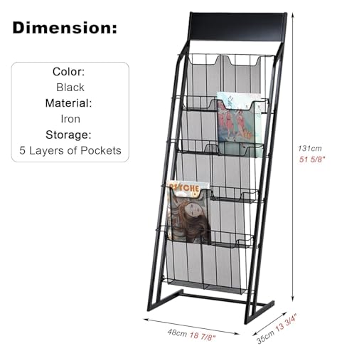 Organisateur de catalogue de documents durables noir avec support 5 couches