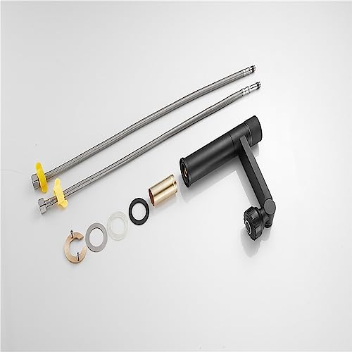 Robinet de salle de bain double mode mitigeur de vasque chrome noir - 6