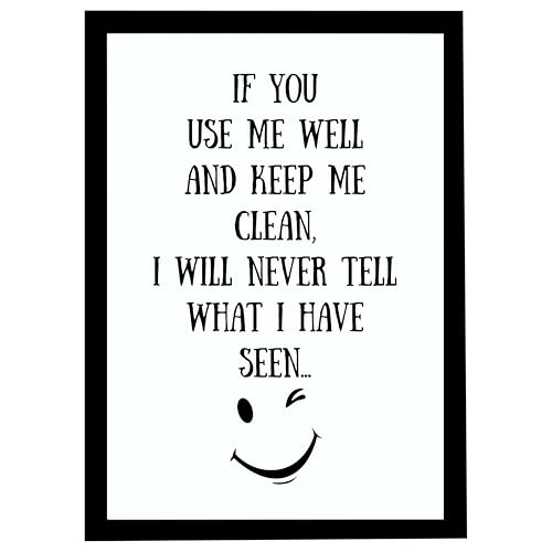 Mira Mest Framed Bathroom Wall Decor | Funny Quotes & Cute Animal Art Prints | Quirky Toilet Signs & Guest Bath Decorations | Minimalist Black & White Washroom Signs | Ready to Hang Toilet Humor for Home & Powder Room (Cleaning)
