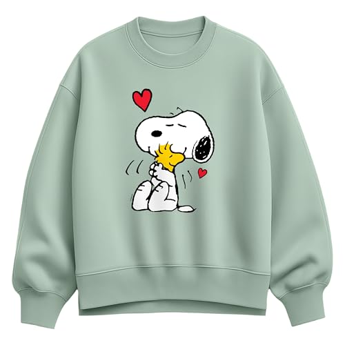 Peanuts - Snoopy Woodstock Heart - Womens Oversized Fleece Crew Sweatshirt - Size Medium