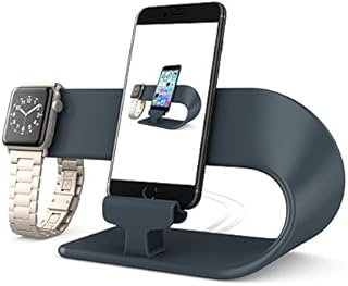 PUGO TOP Stand Compatible for Apple Watch Ultra 49mm Series 8/7/6/SE/5/4/3/2/1,iPhone 14/13/12/11/XS/XR/8, iWatch/iPhone Charging Dock Station(2 in 1 Metal Watch Stand -Black)