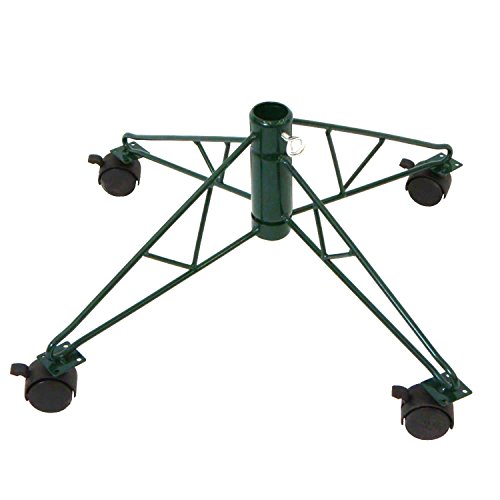 Green Metal Rolling Christmas Tree Stand for 6.5' - 7.5' Artificial Trees