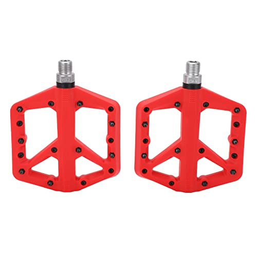 Bike Pedal Anti Slip Nylon Fiber Bicycle Platform Flat Pedals Durable Lightweight Non Skid for Mountain Road City Bikes Black Red 1 Pair