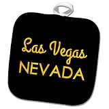 8x8 Potholder - Las Vegas, Nevada. United States Patriot Home Town Talisman Alexis Design - American Cities Yellow on Black