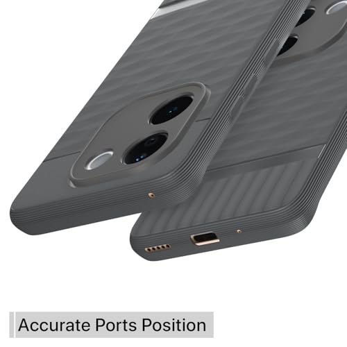Image of Pikkme Back Cover for Vivo T3 Pro 5G / iQOO Z9s Pro 5G Camera Protection 3D Hexa Cube Design Silicone Protective Bumper Case (Grey)