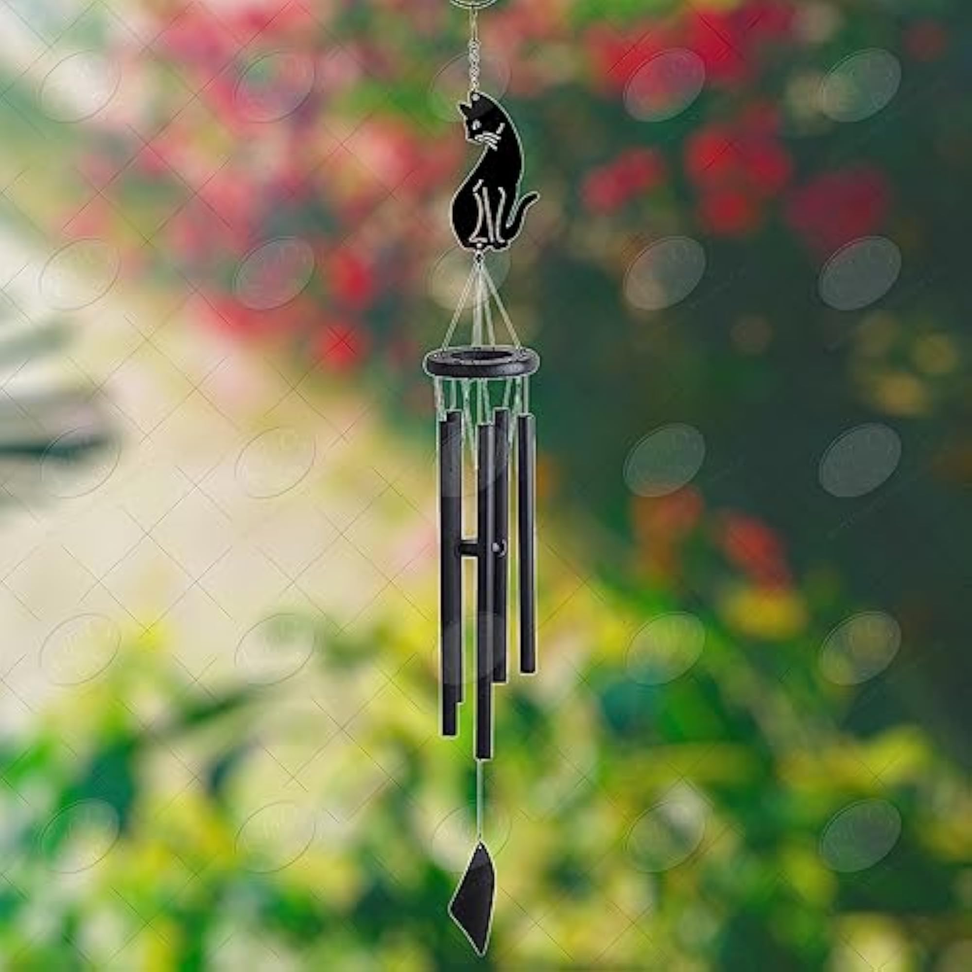 Decorative Cat Shadow Garden Chime, 40-Inch