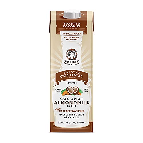 Califia Farms - Almond Milk, Toasted Coconut, 32 Oz | Dairy Free | Soy Free | Nut Milk | Plant Milk | Gluten Free | Vegan | Non-GMO | No Sugar Added