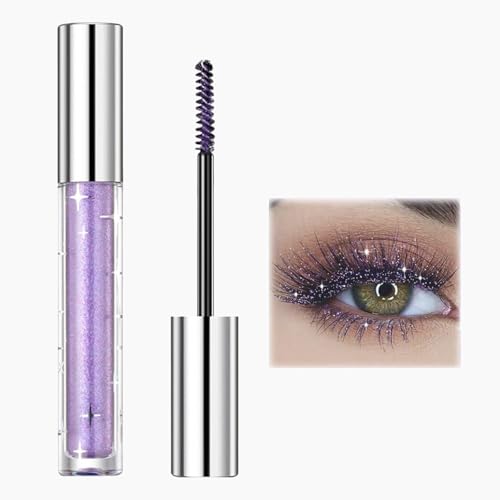 Glitzer Mascara,Voluminöse Wimperntusche Glitzer Wimperntusche Gold,Mascara mit Glitzer Silber Mascara,wasserfeste Lila Glitzer,Mascara bunt für Party Hochzeit (Lila, 1)