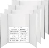Enday Trifold Poster Board 36 x 48 (Pack of 4) White Presentation Boards Project Boards for Science Fair, Self-Adhesive Science Subtitles Included, for School and Office