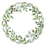 JarThenaAMCS 25 Pack Greenery Paper Place Mats Green Eucalyptus Leaves Placemats 13 Inch Inch Spring Scalloped Paper Table Mats for Wedding Bridal Shower Dinner Table Setting