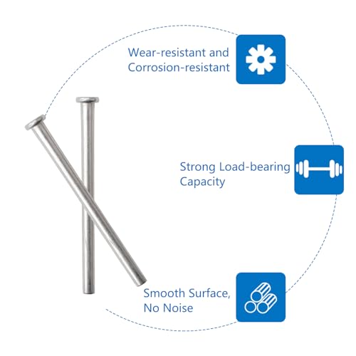 INCREWAY Türscharnierstifte, 6 Stück, Wohntürscharnierstifte, 8,9 cm, langlebig, moderner Stil, Scharnierstifte für Innentür-Sicherheitsersatz, silberfarben