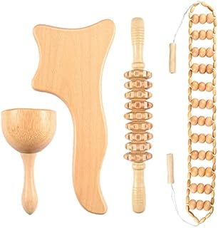 Dastre 4-in1 Wood Tools, Wood Therapy Massager Tools, Lymphatic Drainage Massager, Wood Massage Tools for Body Gua Sha, Applicable to Neck, Legs, Back,Relieve Pain and Relax Muscle