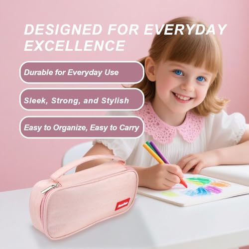 Image of Large pencil case, cute pencil pouch School Supplies Girls, Back to school teen College Stationary
