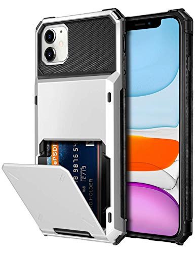 Vofolen Case for iPhone 11 Case Protective Wallet 4-Card Holder ID Slot Flip Door Hidden Pocket Anti-Scratch Dual Layer Hybrid TPU Bumper Armor Hard Shell Back Cover for iPhone 11 6.1 inch White