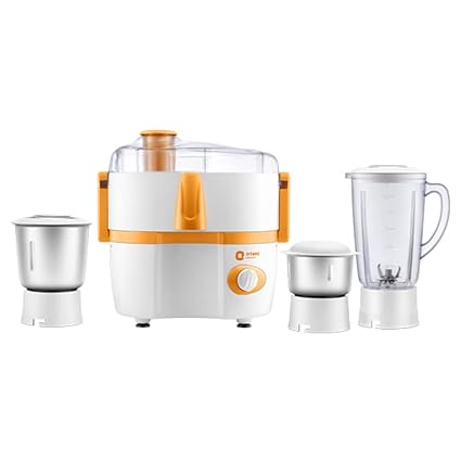Orient Electric Aisha Plus 3 jar 450 W Juicer Mixer Grinder (JMAP45O3/Orange & White)
