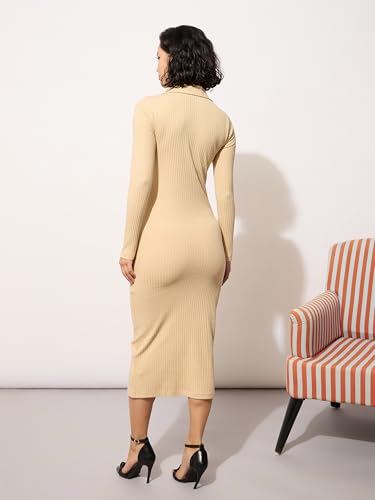 Image of barcino Black Rib Polo Neck Bodycon Midi Dress