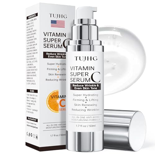 Vitamin C Retinol Serum for Face, Brightening & Anti-Aging with Hyaluronic Acid, Vitamin E, Peptides, Collagen – Hydrates, Firms, Lifts, Smooths, Targets Age Spots, Wrinkles, 1.7 Fl Oz