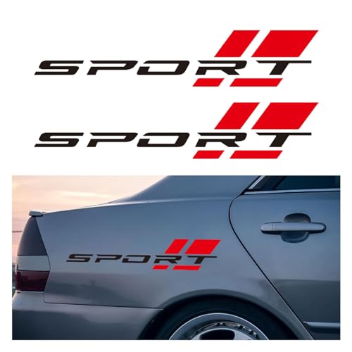 Image of 2PCS Car Sport Letter Logo Vinyl Decal, Exterior Accessories Fit for All Cars Side (Black&Red)