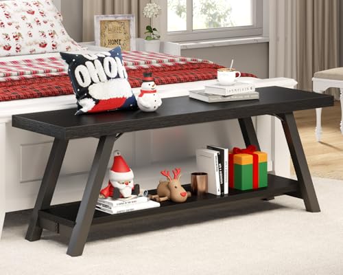 LVB-Black-Bench-Modern-Storage-Bench-for-Bedroom-Wood-Metal-Entryway-Bench-for-Hallway-Dining-Living-Room-Famrhouse-Shoe-Rack-Indoor-Accent-Seating-Bench-for-Foyer-Entrance-Black-Oak-47-Inch-Long LVB Black Bench Modern Storage Bench for Bedroom Wood Metal Entryway Bench for Hallway Dining Living Room Famrhouse Shoe Rack Indoor Accent Seating Bench for Foyer Entrance Black Oak 47 Inch Long